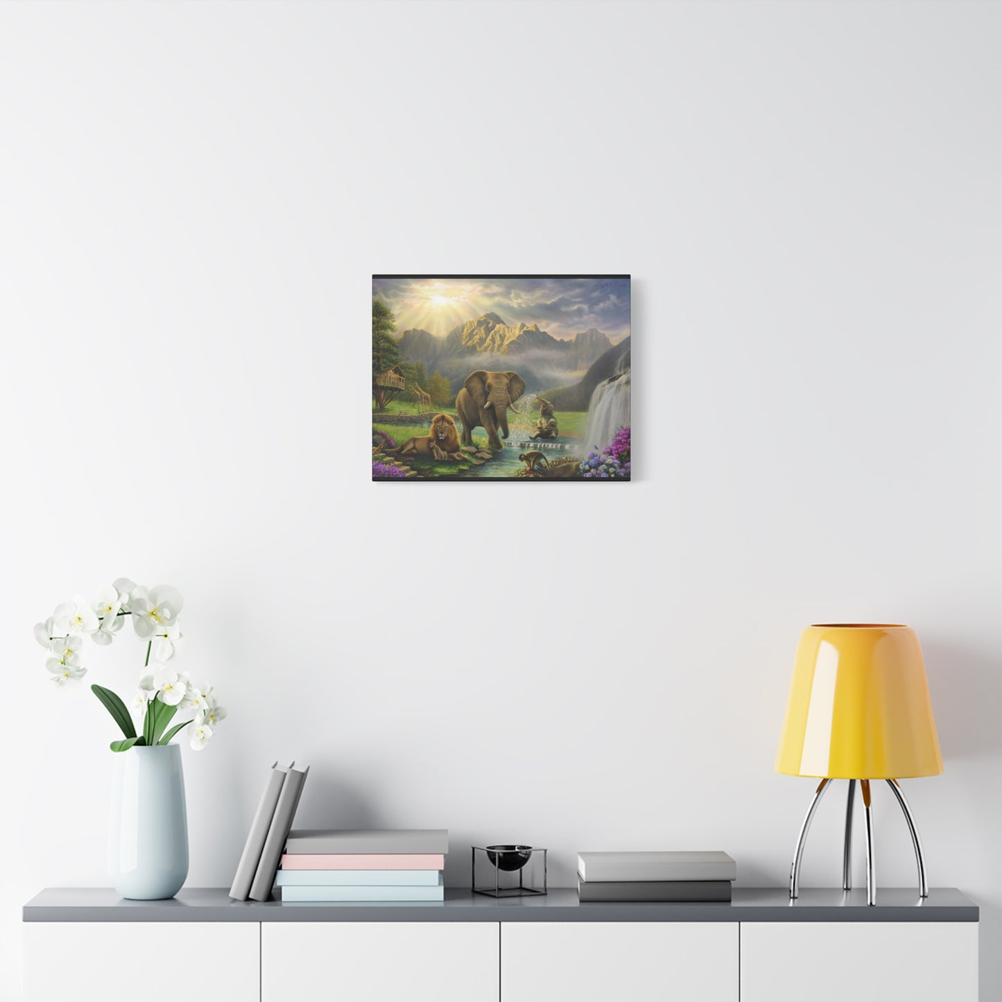 Elephant and Lion Paradise- Canvas Print