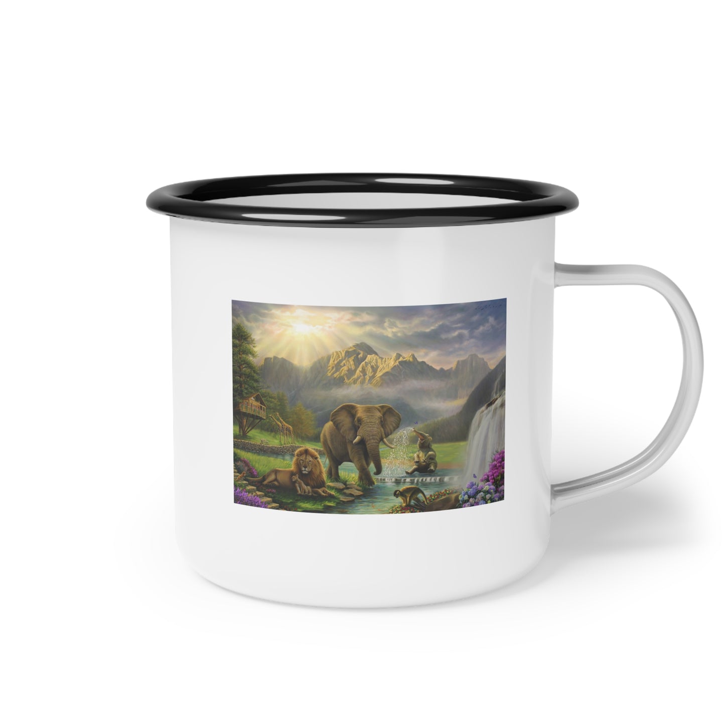 Elephant and Lion Paradise- Enamel Camp Cup