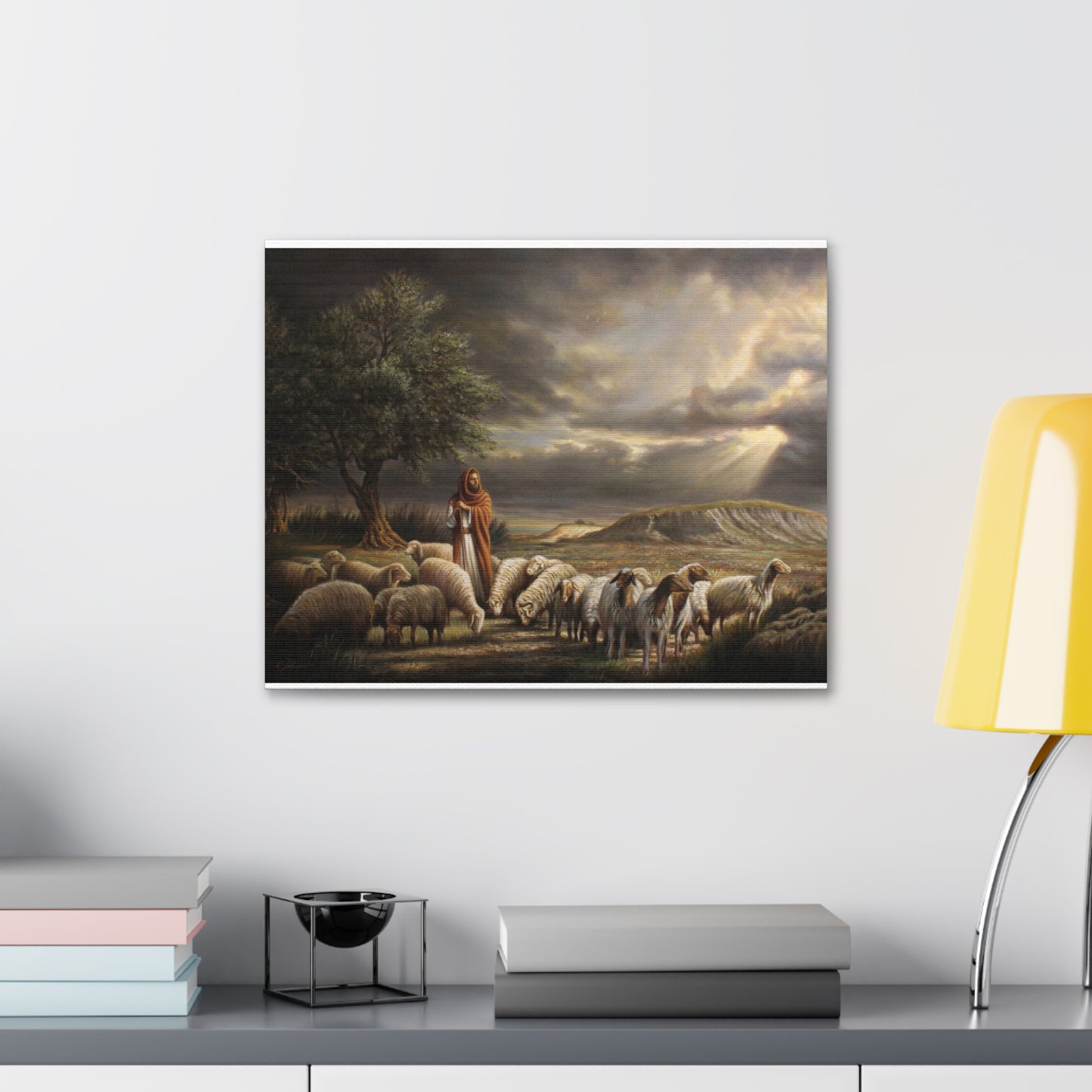 Shepherd and His Sheep - Canvas Print