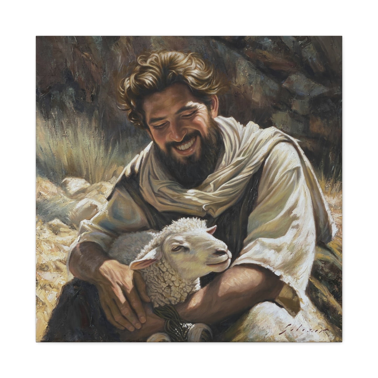 Shepherd with His Lamb- canvas print