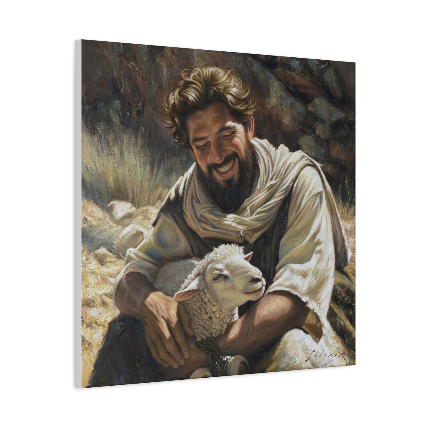 Shepherd with His Lamb- canvas print