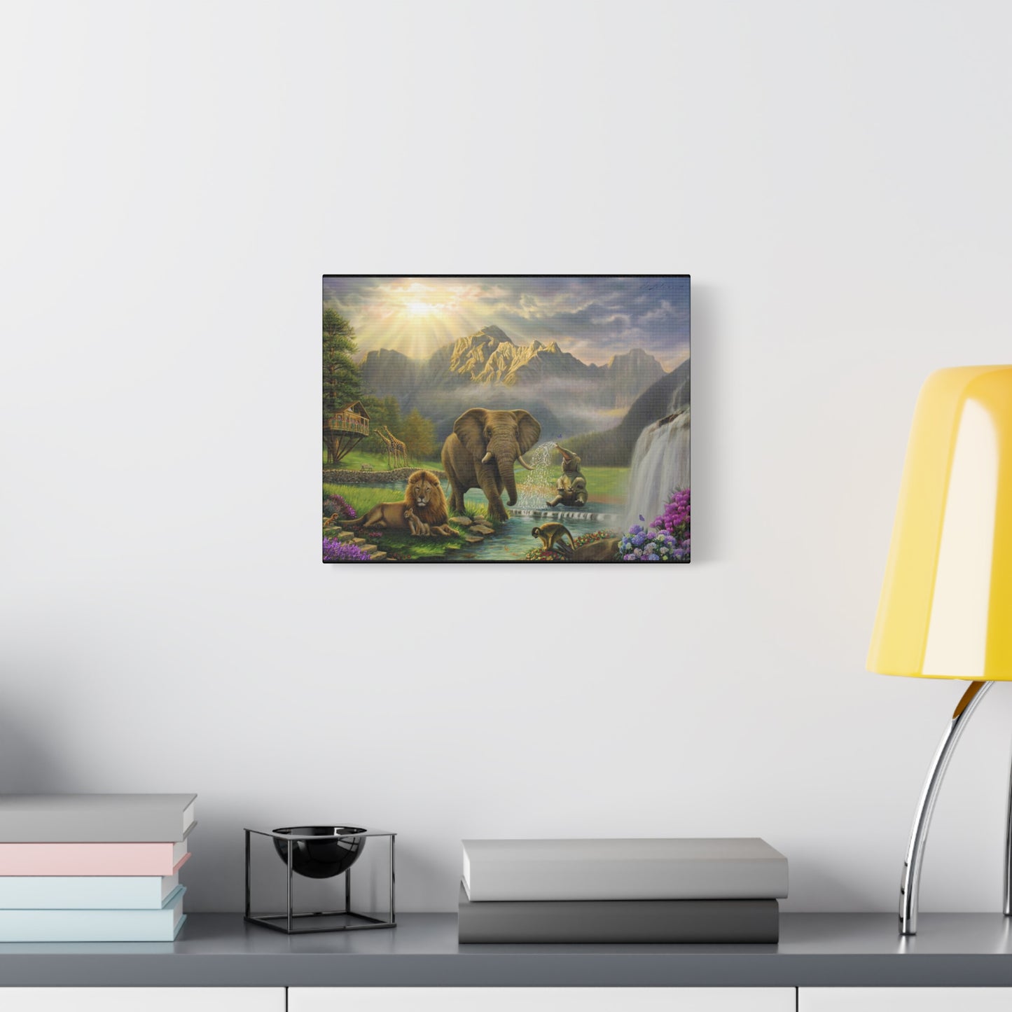 Elephant and Lion Paradise- Canvas Print