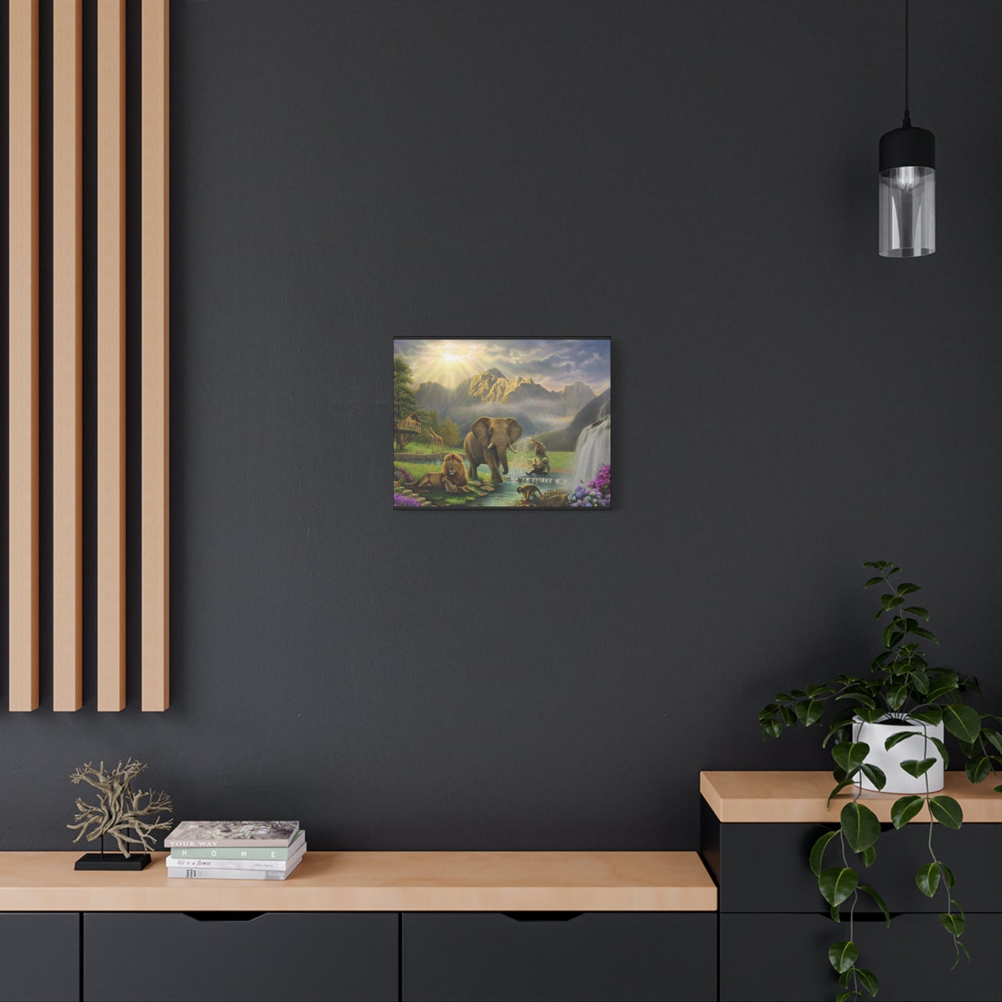 Elephant and Lion Paradise- Canvas Print