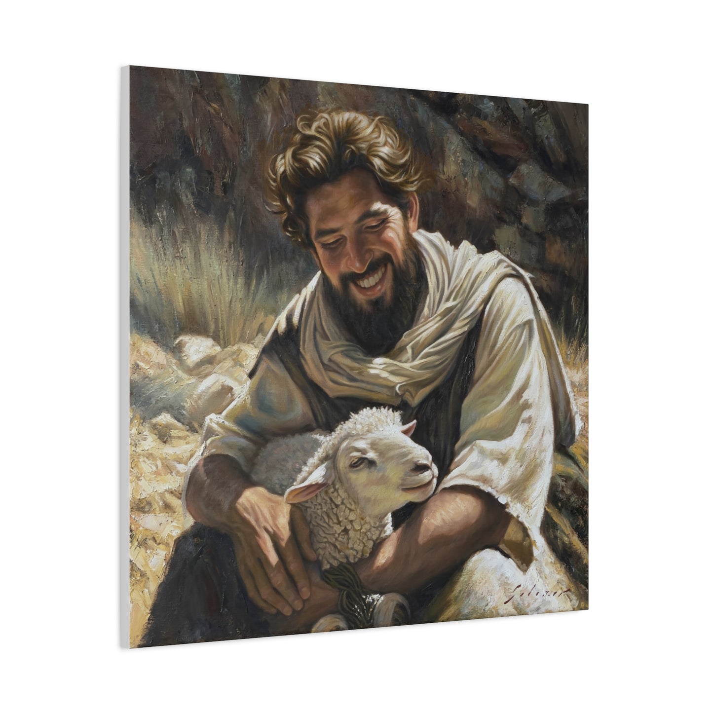 Shepherd with His Lamb- canvas print