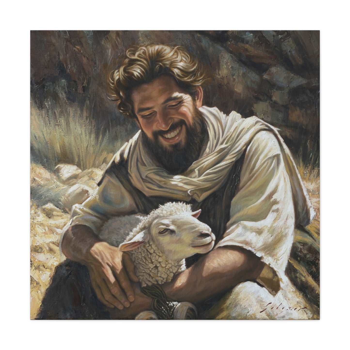 Shepherd with His Lamb- canvas print