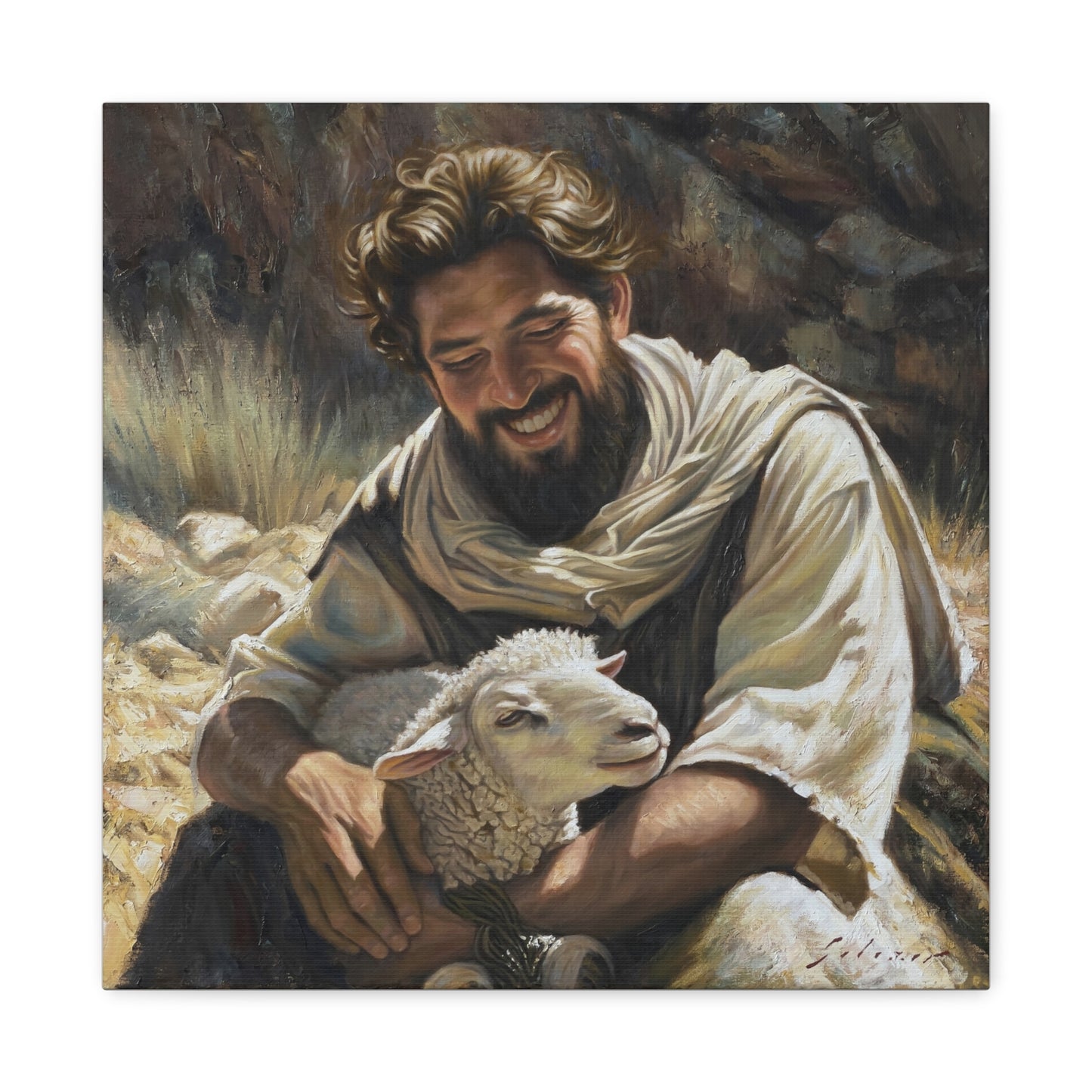 Shepherd with His Lamb- canvas print
