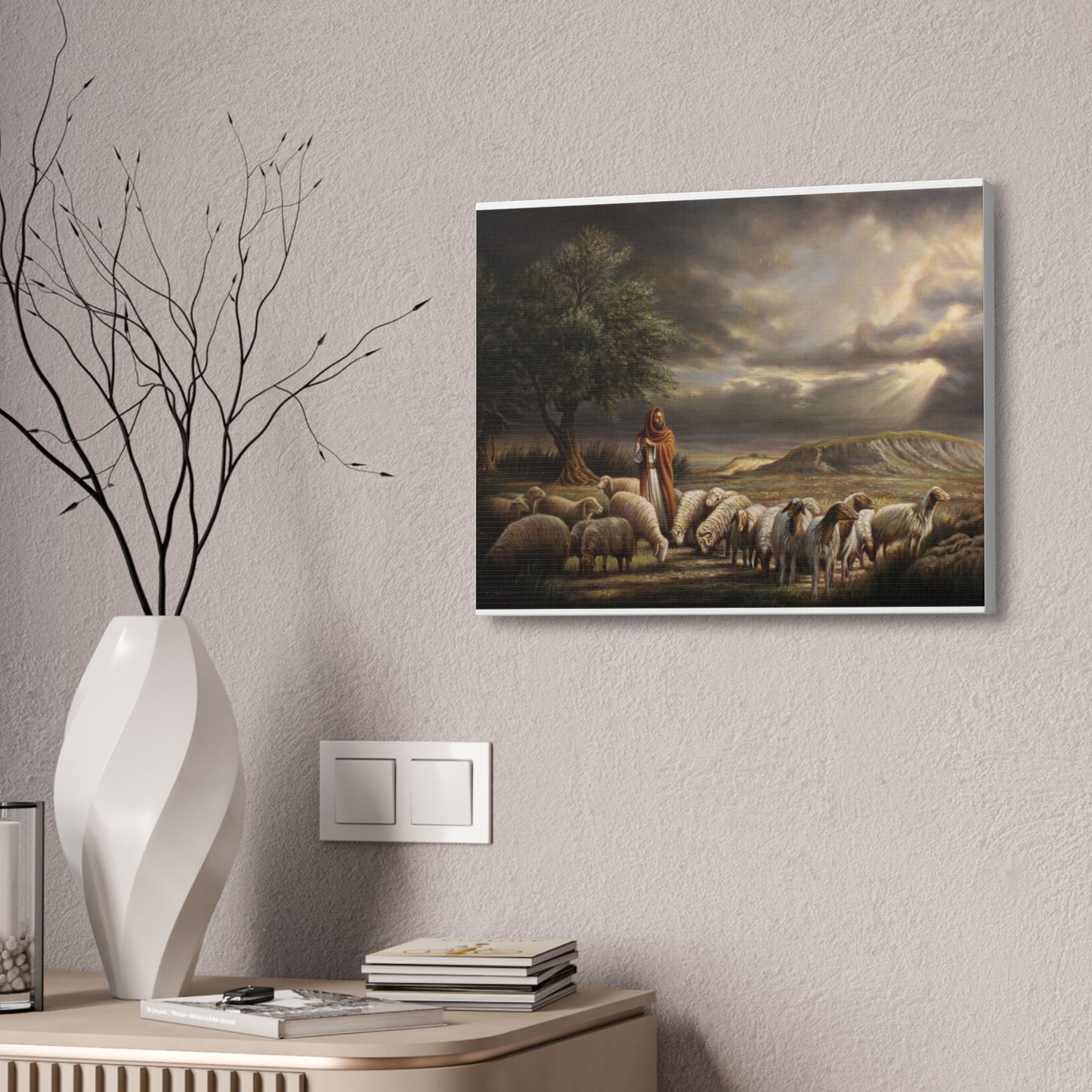 Shepherd and His Sheep - Canvas Print