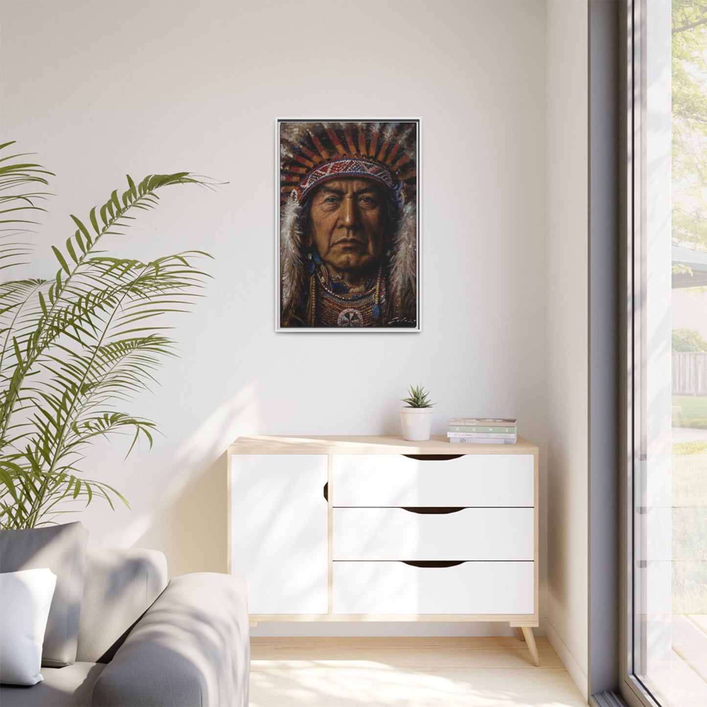 Native American Chief- Canvas Print (Framed)