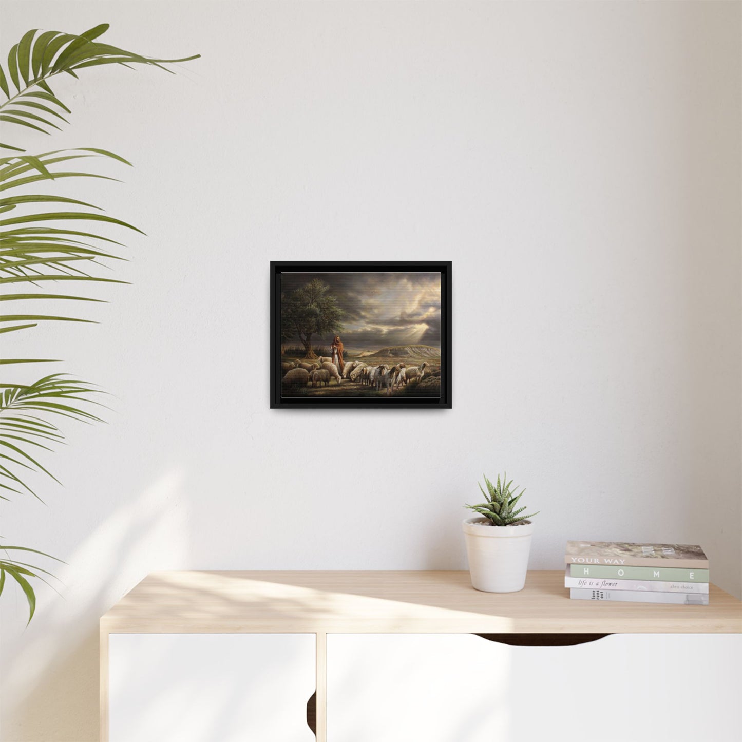 The Shepherd and His Sheep-Framed Canvas Print