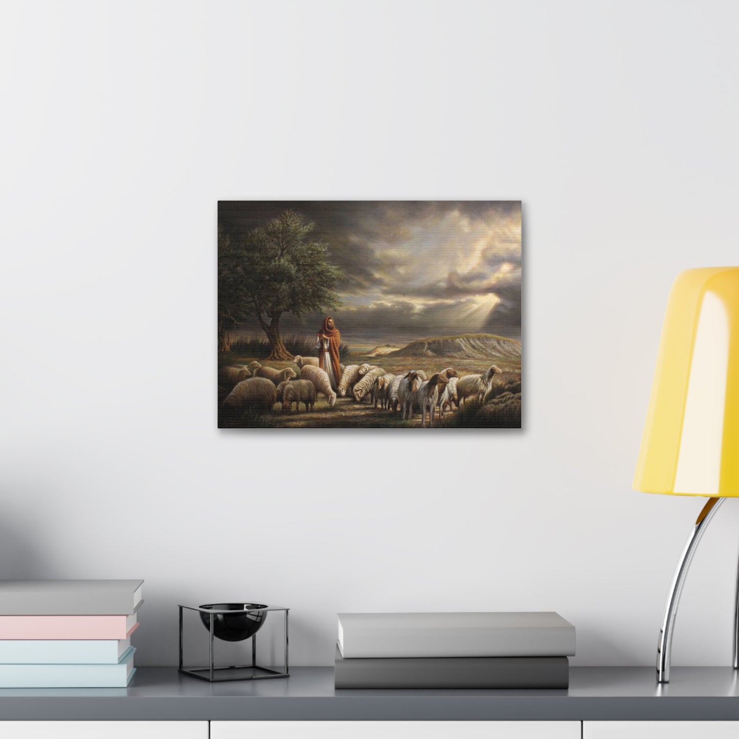 Shepherd and His Sheep - Canvas Print