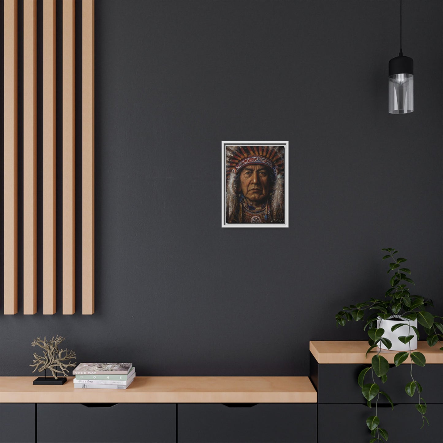 Native American Chief- Canvas Print (Framed)