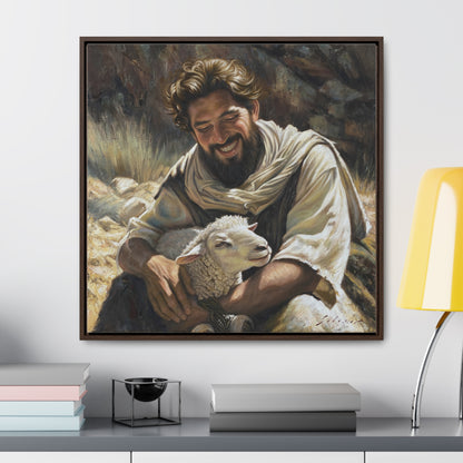 Shepherd and His Lamb- Canvas Print (Framed)