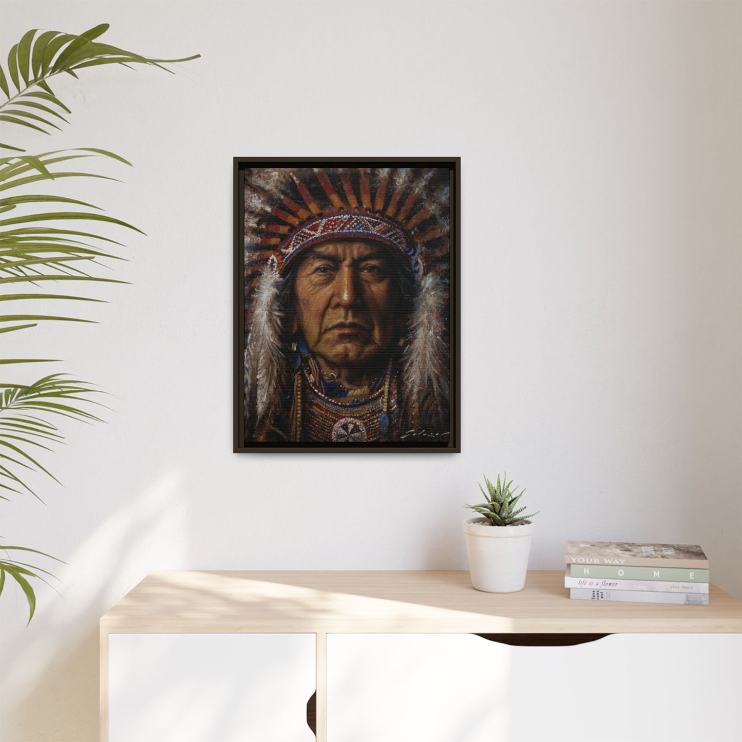Native American Chief- Canvas Print (Framed)