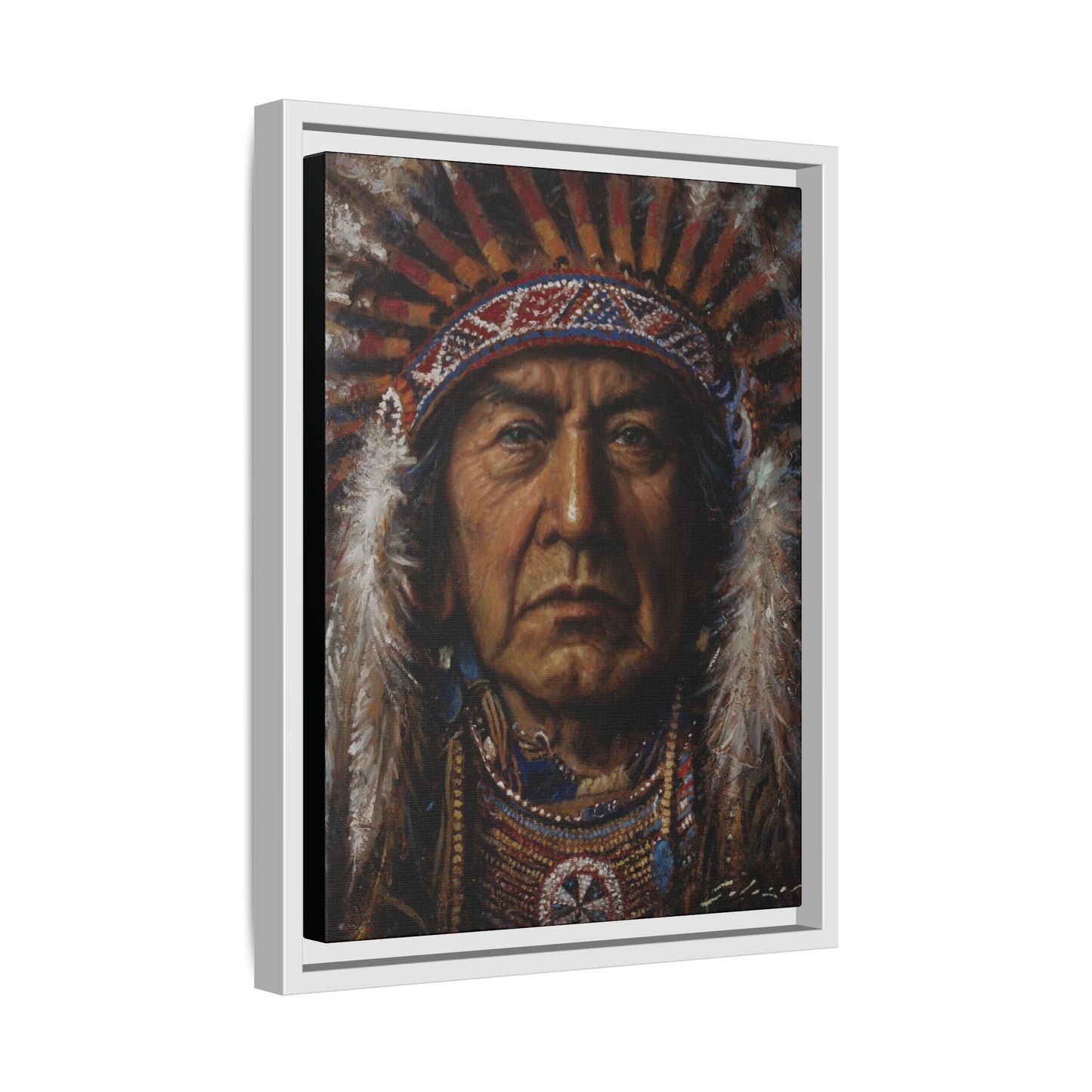 Native American Chief- Canvas Print (Framed)