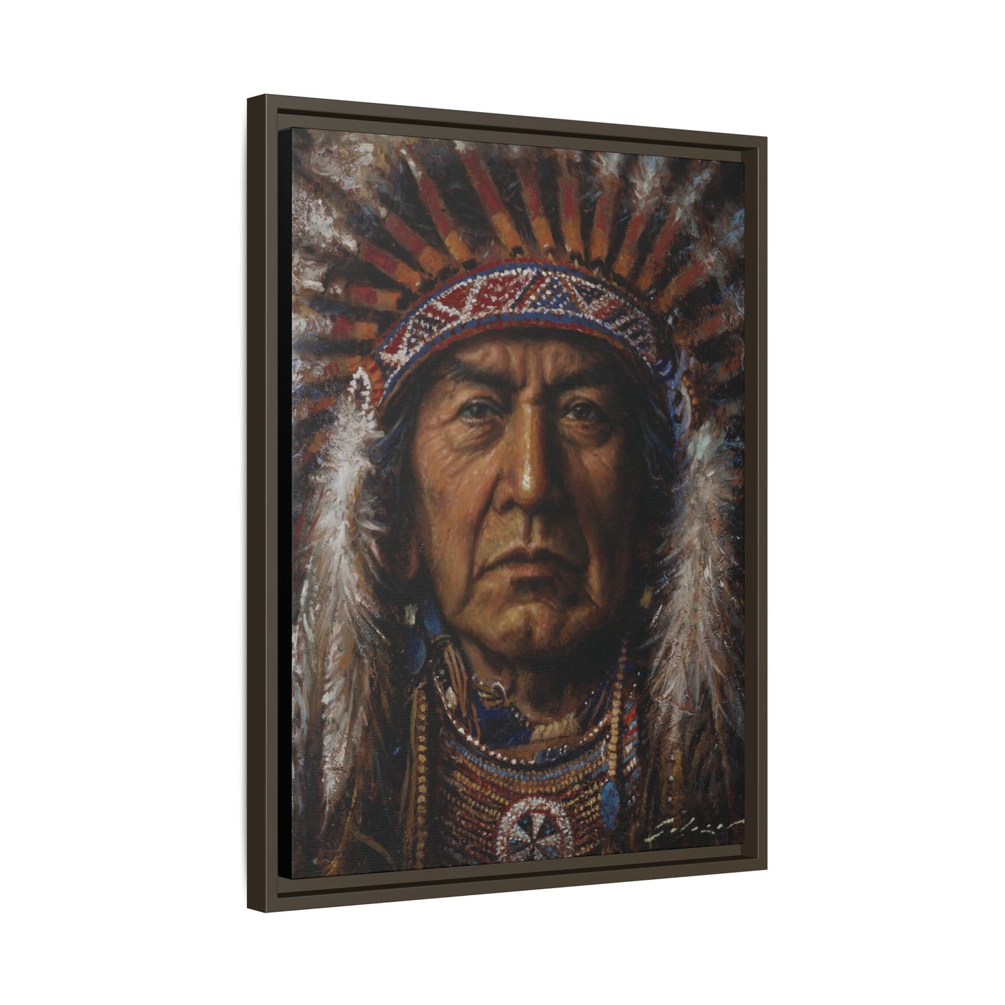 Native American Chief- Canvas Print (Framed)
