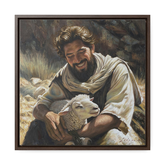 Shepherd and His Lamb- Canvas Print (Framed)