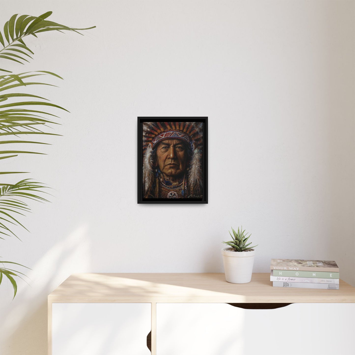 Native American Chief- Canvas Print (Framed)