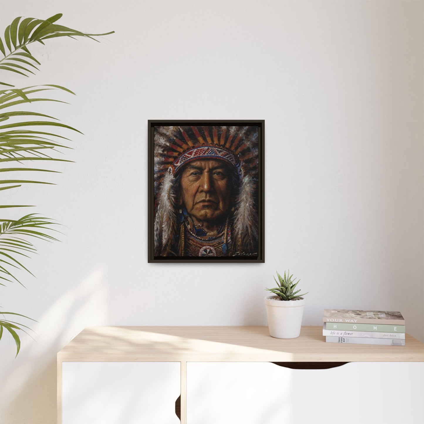 Native American Chief- Canvas Print (Framed)