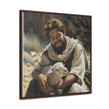Shepherd and His Lamb- Canvas Print (Framed)