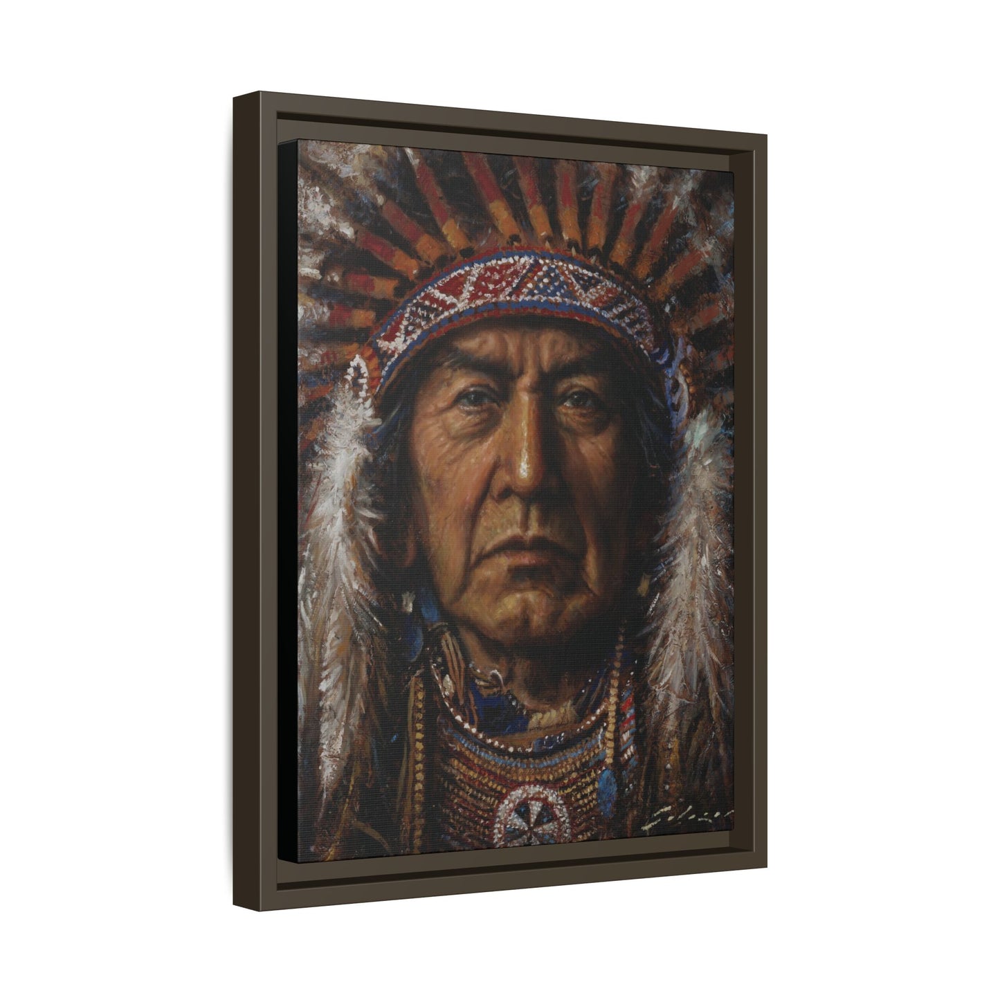 Native American Chief- Canvas Print (Framed)