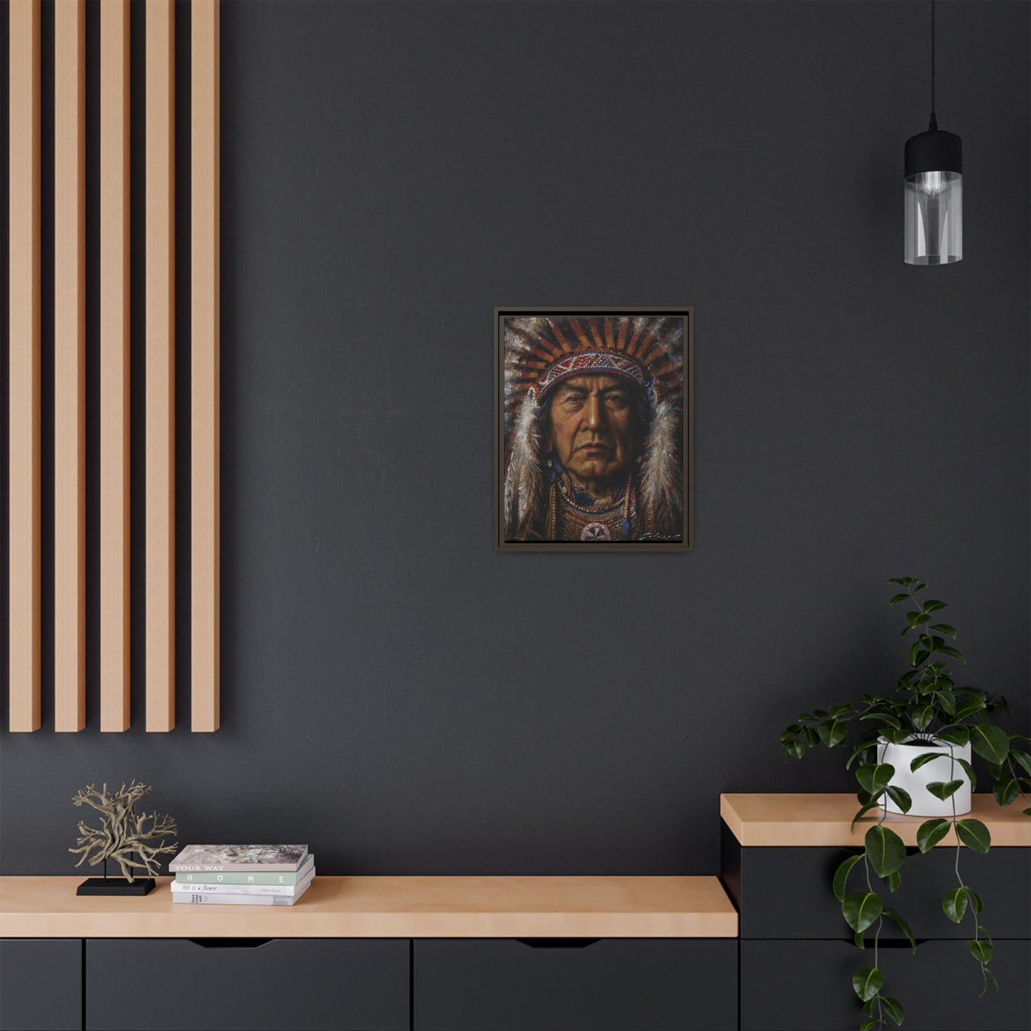 Native American Chief- Canvas Print (Framed)
