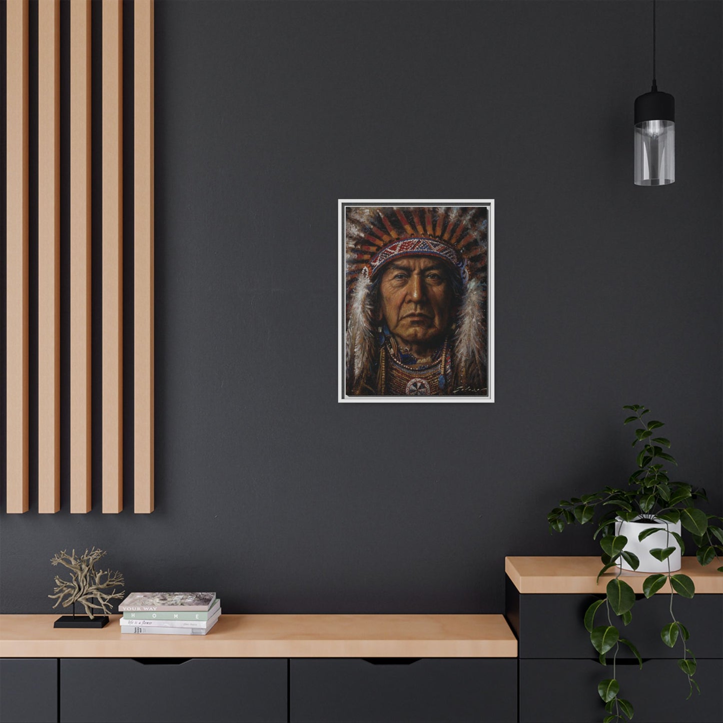 Native American Chief- Canvas Print (Framed)