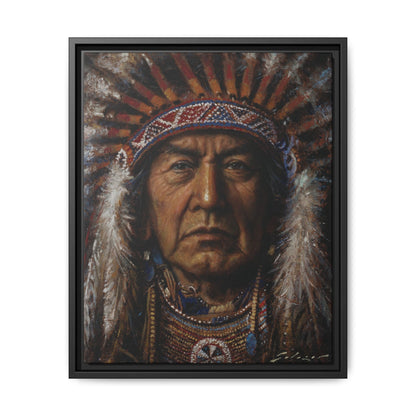 Native American Chief- Canvas Print (Framed)