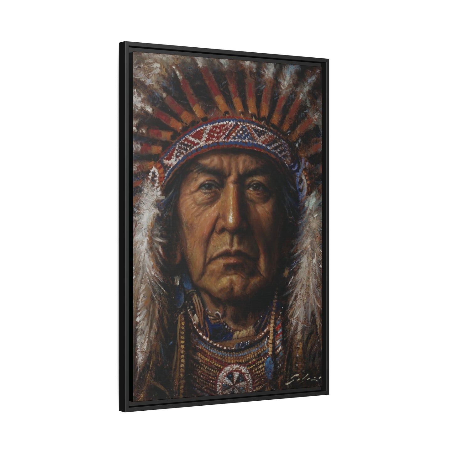 Native American Chief- Canvas Print (Framed)
