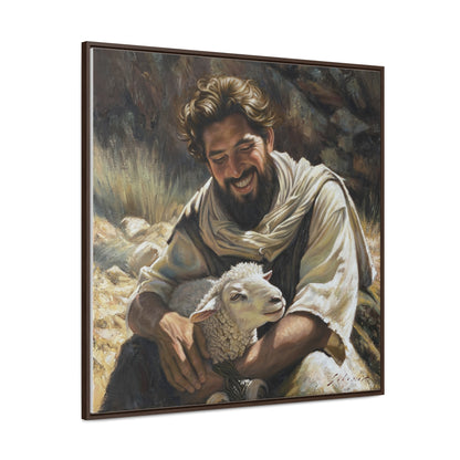 Shepherd and His Lamb- Canvas Print (Framed)