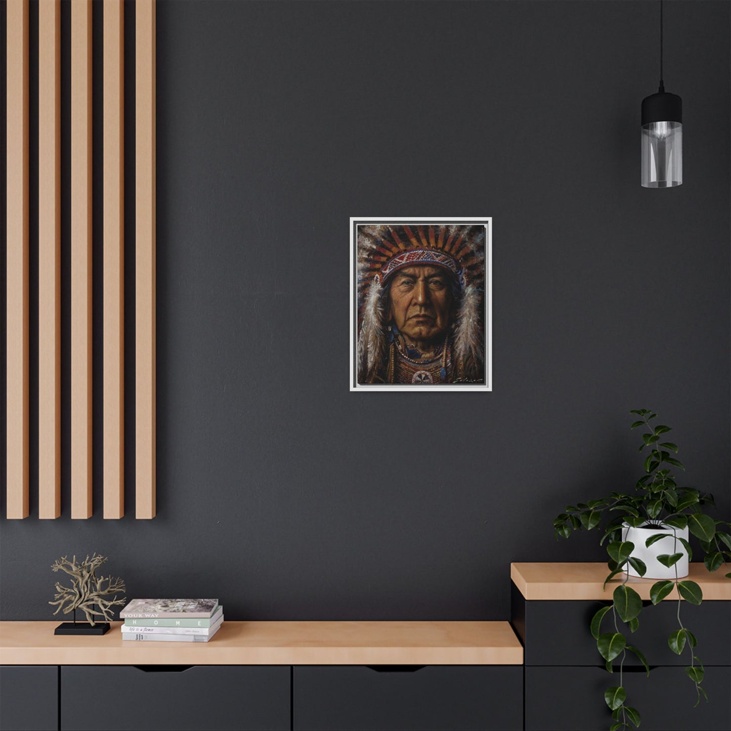 Native American Chief- Canvas Print (Framed)