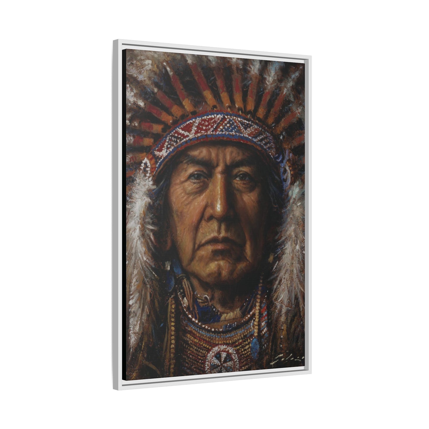 Native American Chief- Canvas Print (Framed)