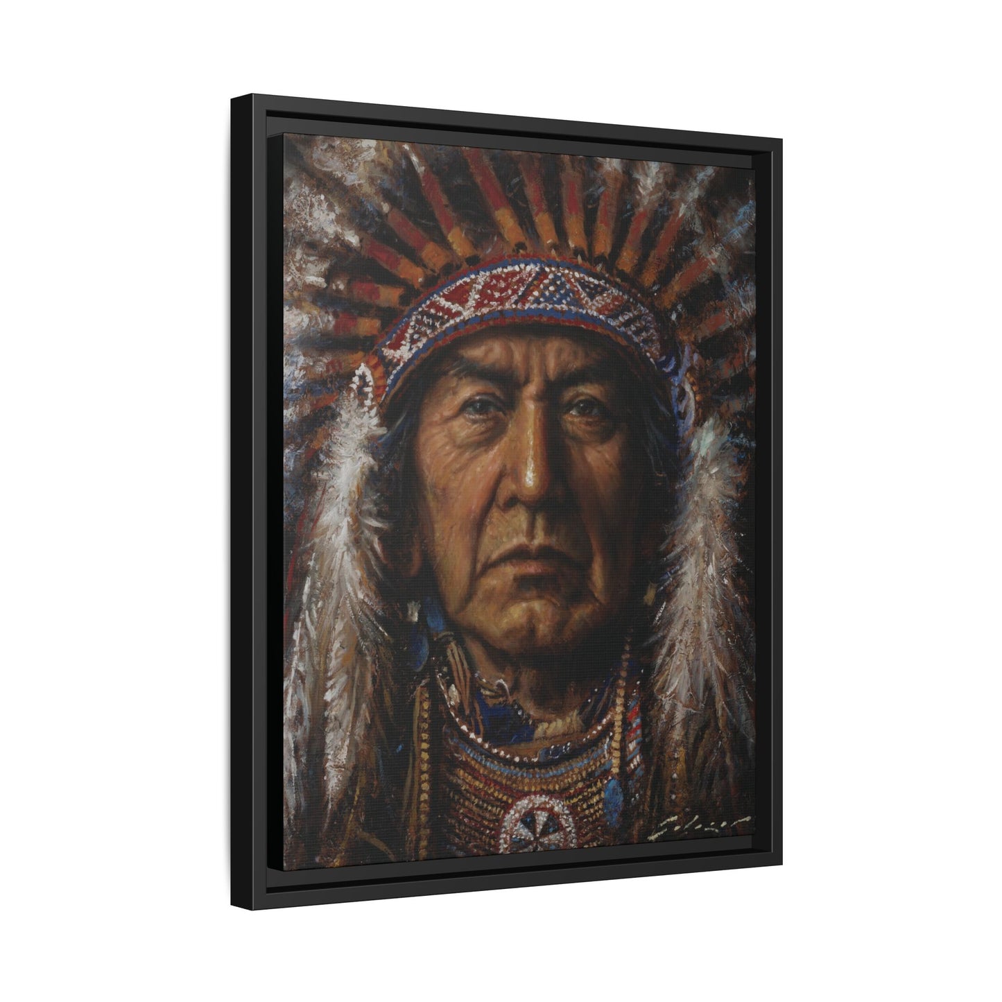 Native American Chief- Canvas Print (Framed)