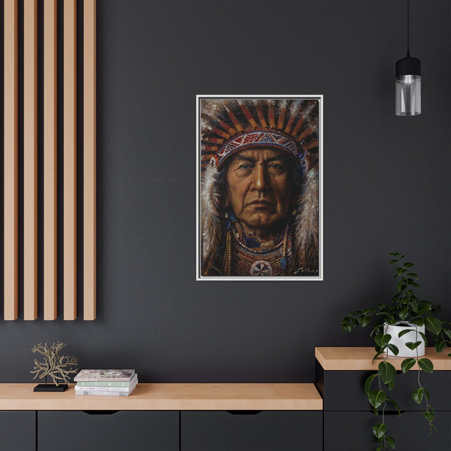Native American Chief- Canvas Print (Framed)