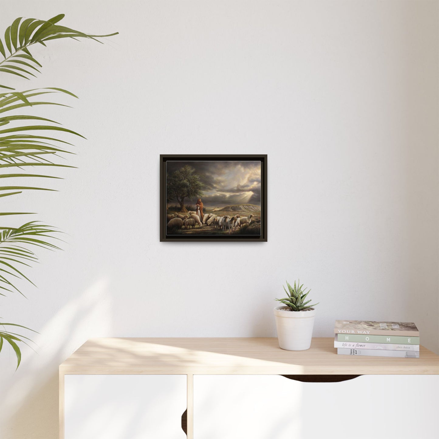 The Shepherd and His Sheep-Framed Canvas Print