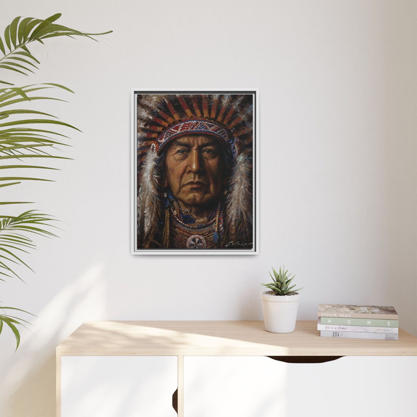 Native American Chief- Canvas Print (Framed)