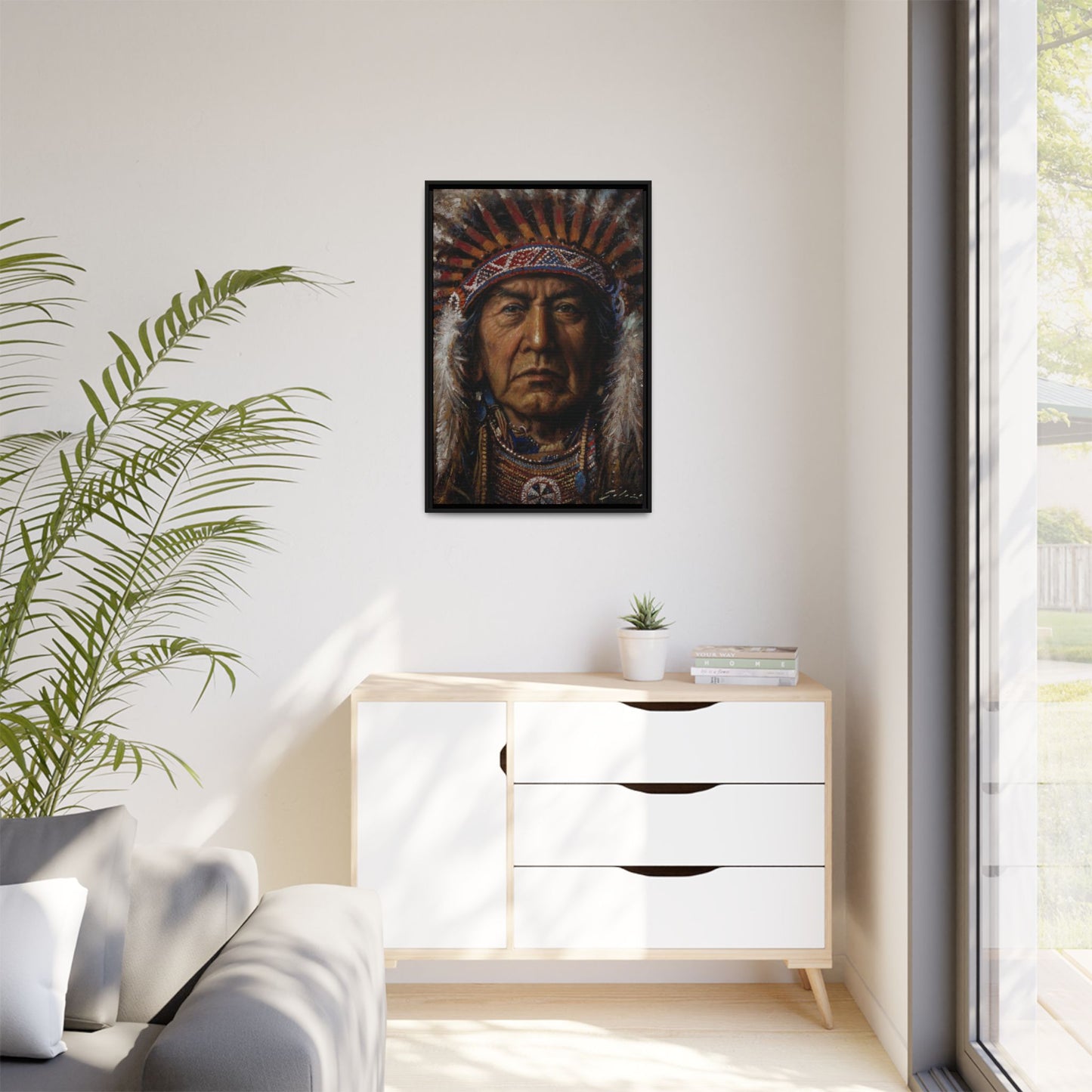 Native American Chief- Canvas Print (Framed)