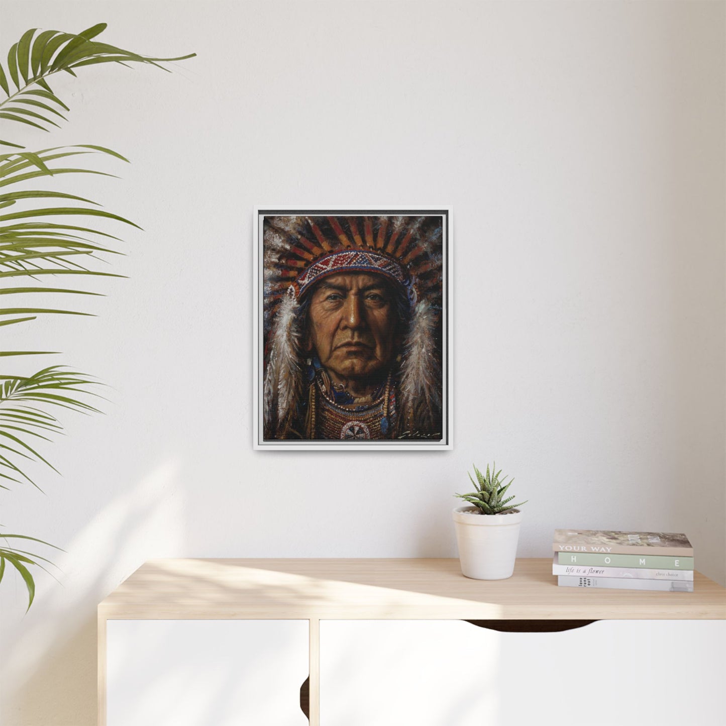 Native American Chief- Canvas Print (Framed)