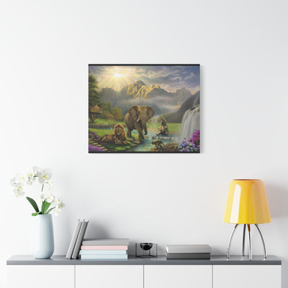 Elephant and Lion Paradise- Canvas Print