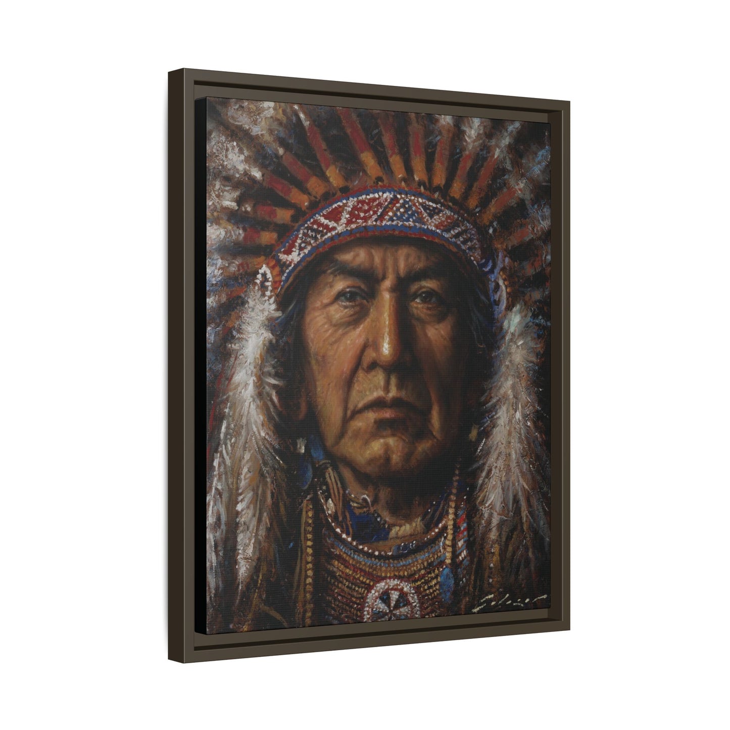 Native American Chief- Canvas Print (Framed)