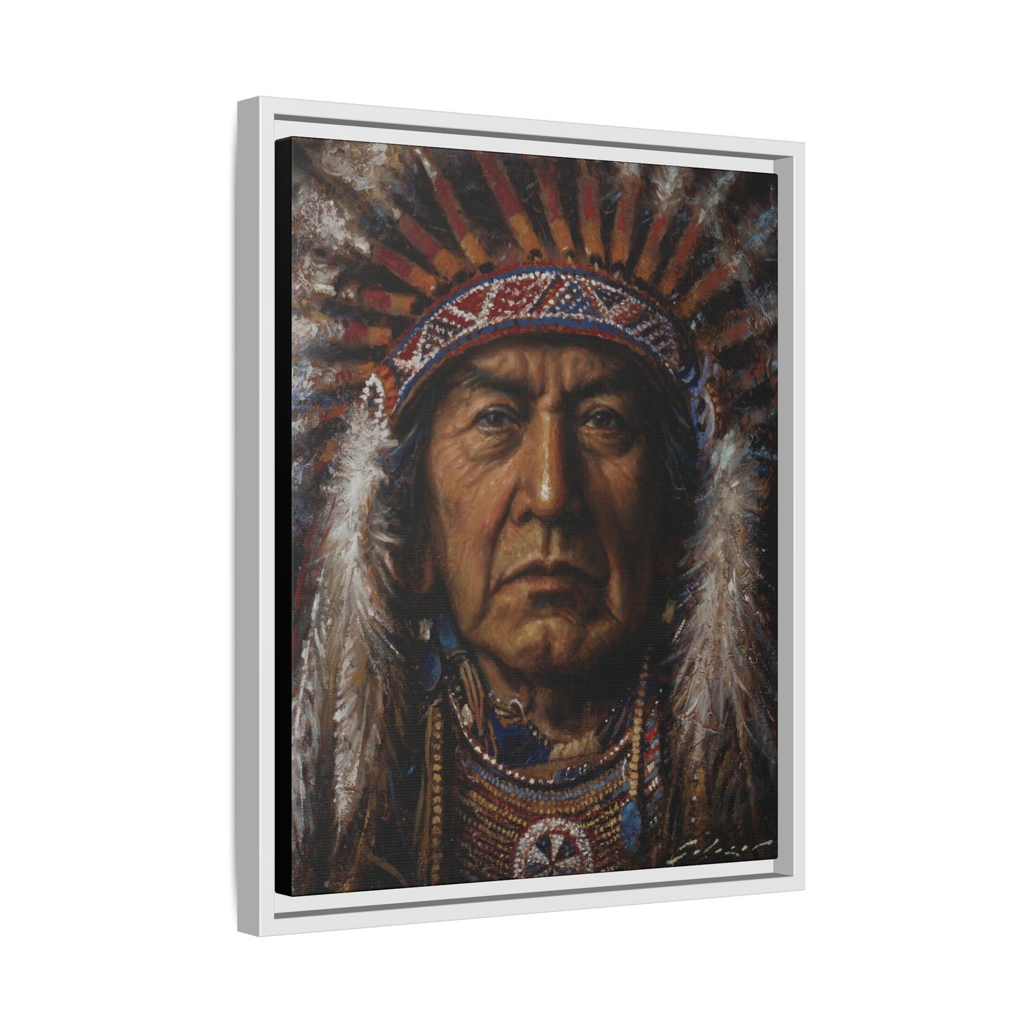 Native American Chief- Canvas Print (Framed)