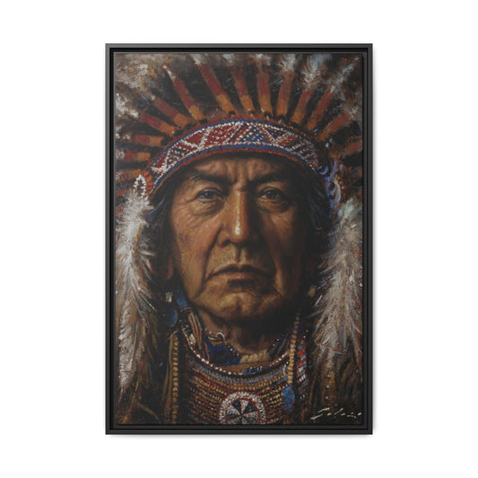 Native American Chief- Canvas Print (Framed)