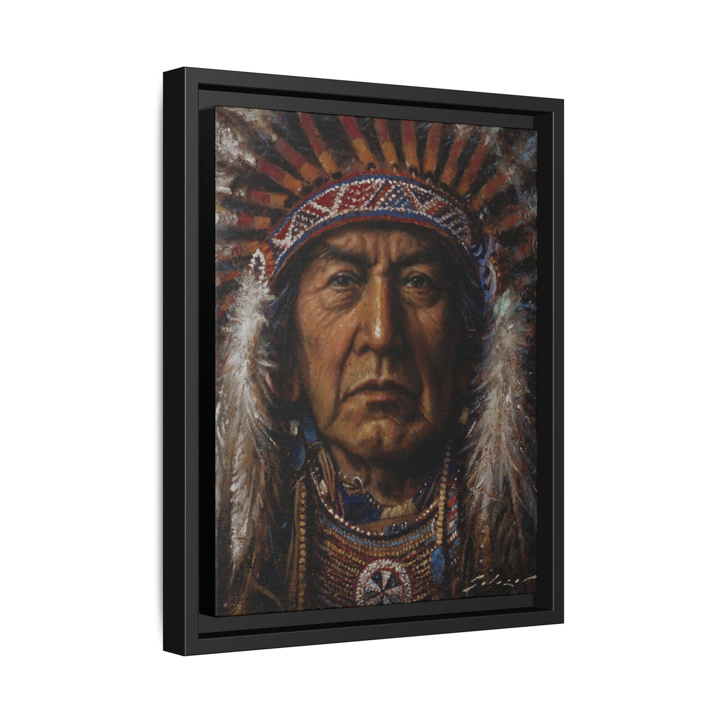 Native American Chief- Canvas Print (Framed)