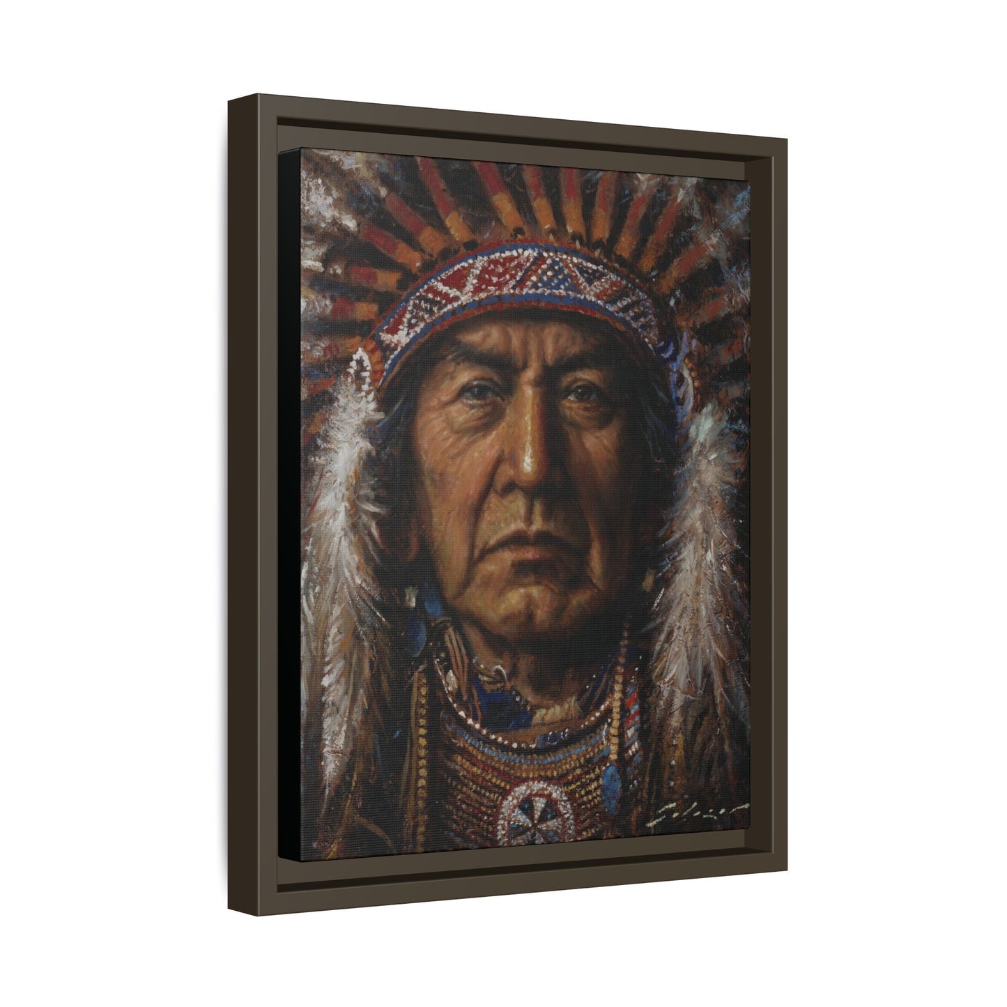 Native American Chief- Canvas Print (Framed)